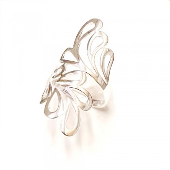 Sterling Silver Ring Plain Open Bypass Leaves - E Coated