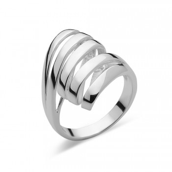 Sterling Silver Ring Plain Bypass Open Double Layer Lines
