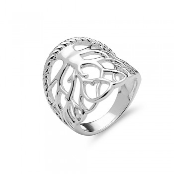 Sterling Silver Ring Plain Open Tree of Life with Rope Texture