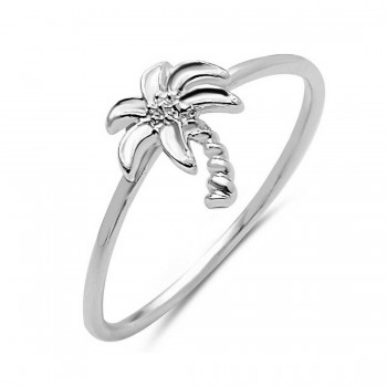 STERLING SILVER RING PLAIN COCONUT TREE ON BAND