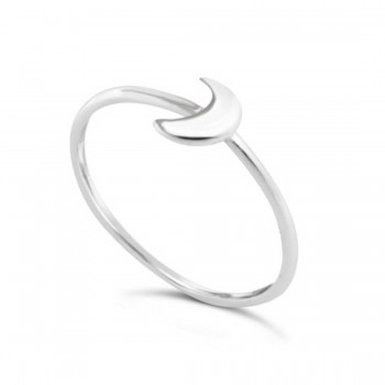 STERLING SILVER RING PLAIN CRESCENT MOON LIGHT WEIGHT