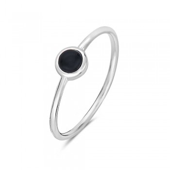 Sterling Silver RING TINY ONYX WRAP ROUND