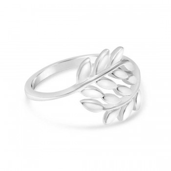 STERLING SILVER RING 7 LEAVES PLAIN BY-PASS -ECOATED