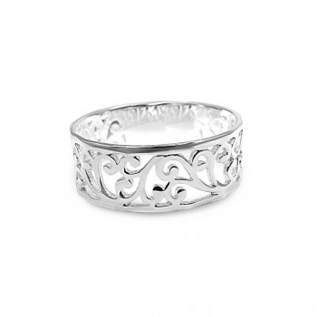 STERLING SILVER RING WAVY FILIGREE BAND -ECOATED