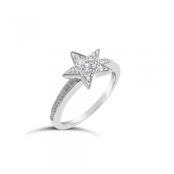 Sterling Silver Ring Star Pave Crystsal 
