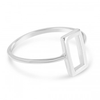 Sterling Silver Ring Rectangular Line Thin Ring 