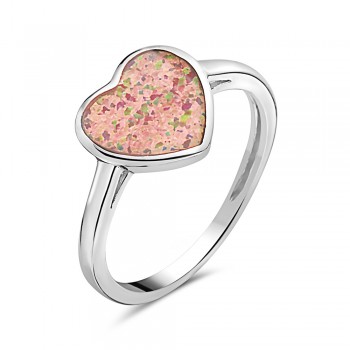 Pink Heart in Synthetic Opal Ring