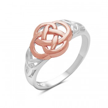 Sterling Silver Ring Rose Gold Celtic Knot Side Celtic Two Ton 