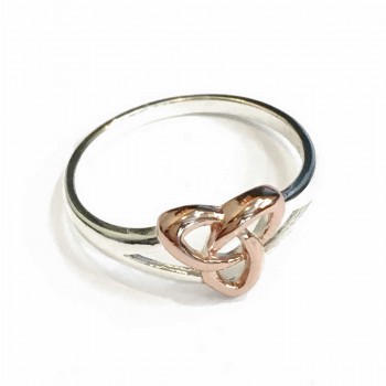 Sterling Silver Ring Rose Gold Celtic Trinity Knot Two Tones 