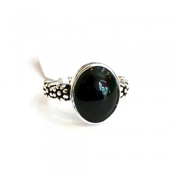 Sterling Silver RING OVAL ONYX SILVER WRAP SIDE 3 F