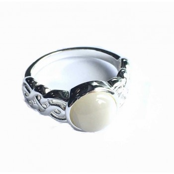 Sterling Silver RING ROUND MOTHER OF PEARL SILVER WRAP CELTIC K