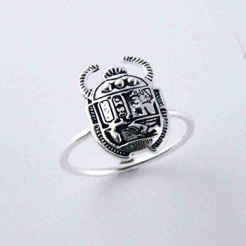 Sterling Silver RING SCARAB(BEETLE) PLAIN OXIDIZED