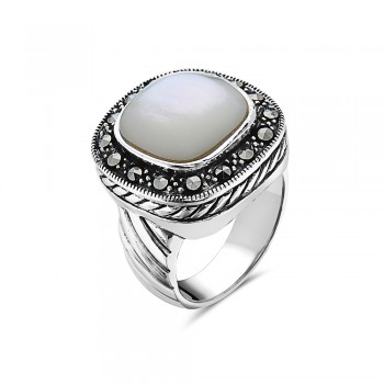 MS RING ROPE SIDE 18 MM MOTHER OF PEARL WRAP