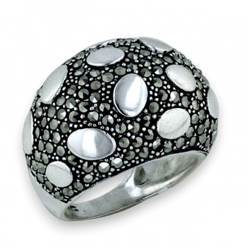 Marcasite Ring Pave Marcasite Plain Dots