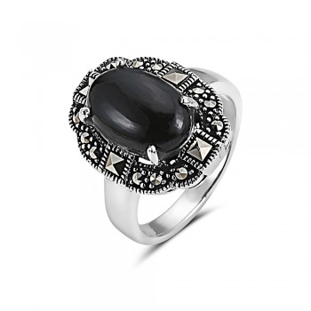 MS RING OVAL BLACK ONYX SQUARE CUT MS