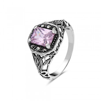 Octagonal Pink Crystal Fable Ring