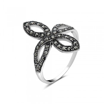 MS RING CROSS LINE LEAF SHAPE