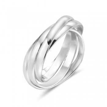 Sterling Silver RING PLAIN MULTI(4PCS) CIRCLE BAND INTERLOCK EC