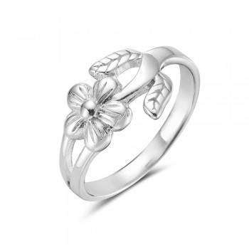 Sterling Silver Ring Plain with Horizonal Flower