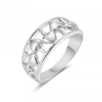 Sterling Silver Ring Width 6mm with Filigree Heart Design -E-Coat