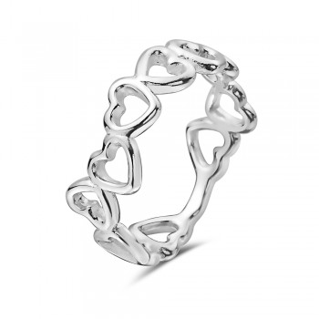 Sterling Silver Ring Misaligned Open Heart Links 