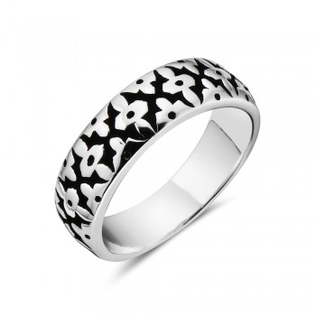 Sterling Silver RING ETCHED CRISS-CROSS E-COATED