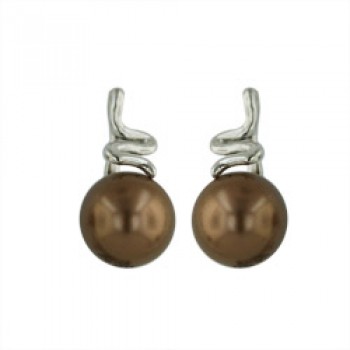 Brass Earg Stud "S"Line W/8.16Mm Brown Shell Pearl, Brown