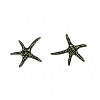Marcasite Earring Pave Marcasite Starfish with Oxidized Rope