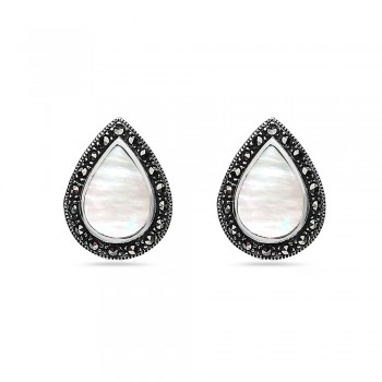Marcasite Earring with Pear Mother of Pearl