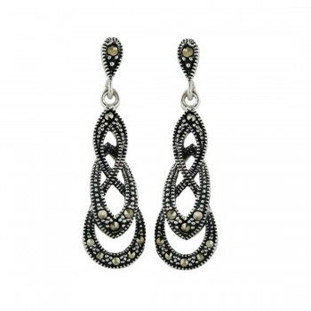 Marcasite Earring 3 Lyaers Oval Interlaced One Oval Top