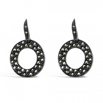 MARCASITE EARRING PAVE CIRCLE+MS HOOK