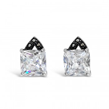 Marcasite Earring Stud Triangle Marcasite Top With Square 2M-2655Cl