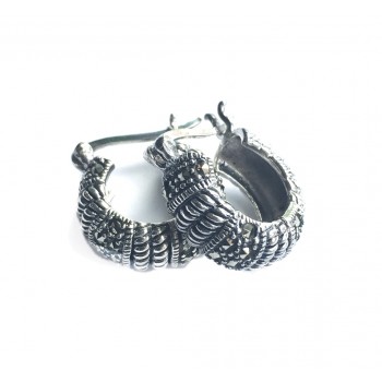 Marcasite Studded & Roped Textile Huggie Earrings