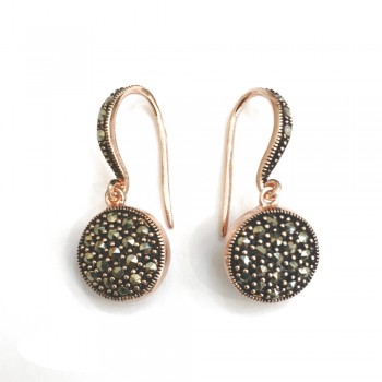 MS EARRING ROUND PAVE DANGL FILIGREE BACKING MARCA