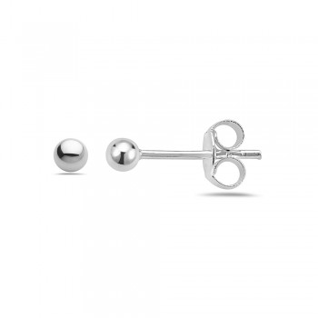 Sterling Silver Earring Plain Ball Stud 3mm High Polished