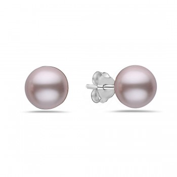 Sterling Silver Earring 8mm Pink Imitation Pearl Stud Code:Bc9