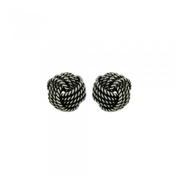 Sterling Silver Earring Plain Knot--E-coated/Black Plated