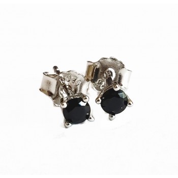 Sterling Silver Earring Black 2mm Round Stud