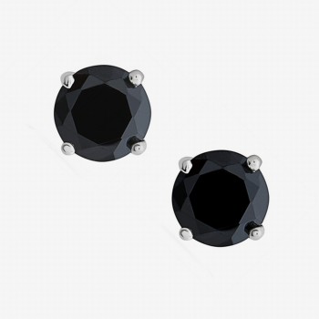 Sterling Silver Earring Black 6Mm Round Stud