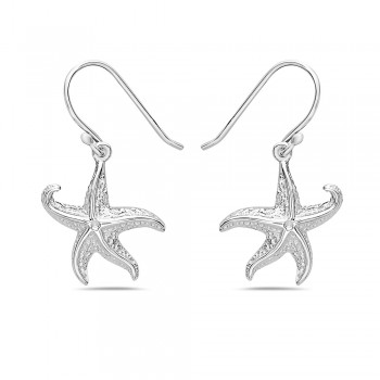 Sterling Silver Earg Plain Starfish W/French Wire***Ec/Nf***