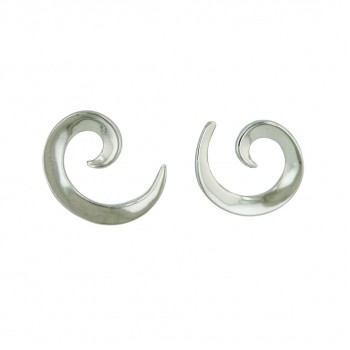 Sterling Silver Earring Plain Open Swirl--Rhodium Plating/Nickle Free--