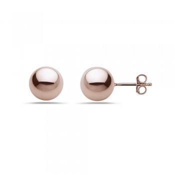 Sterling Silver Earring 10mm Plain Rosegold Plate Solid Ball