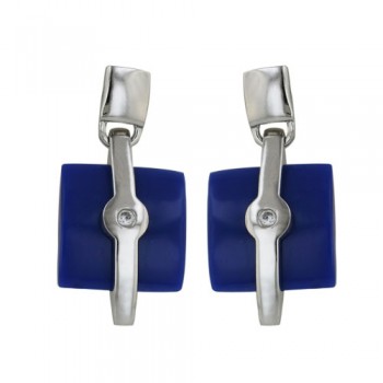 Sterling Silver Earring Blue Lapis (Synthetic) with Cubic Zirconia