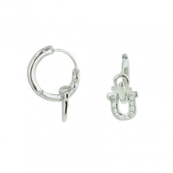 Sterling Silver Earring Horseshoe Huggies Movable