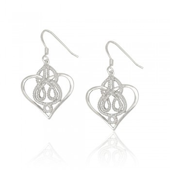 Sterling Silver Earg Celtic Knot Open Heart W/ French Wire