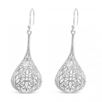 Sterling Silver Earg Filigree Open Calabash W/ French Wire