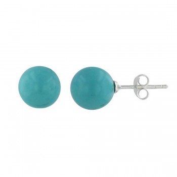 Sterling Silver Earring 10mm Faux Turquoise Stud