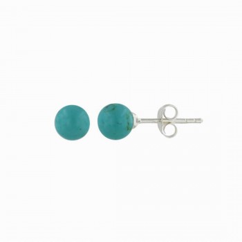 Sterling Silver Earring 6mm Faux Turquoise Stud