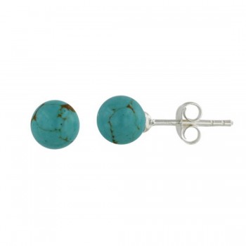 Sterling Silver Earring 8mm Faux Turquoise Stud