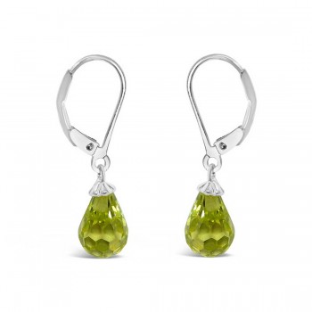 Sterling Silver Earring Period Green Cubic Zirconia Briolette Drop With Lev